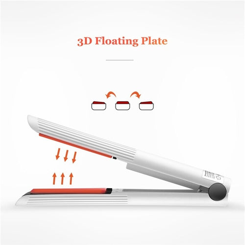 Rechargeable Hair Straightener Cordless Flat Iron Curler Ceramic