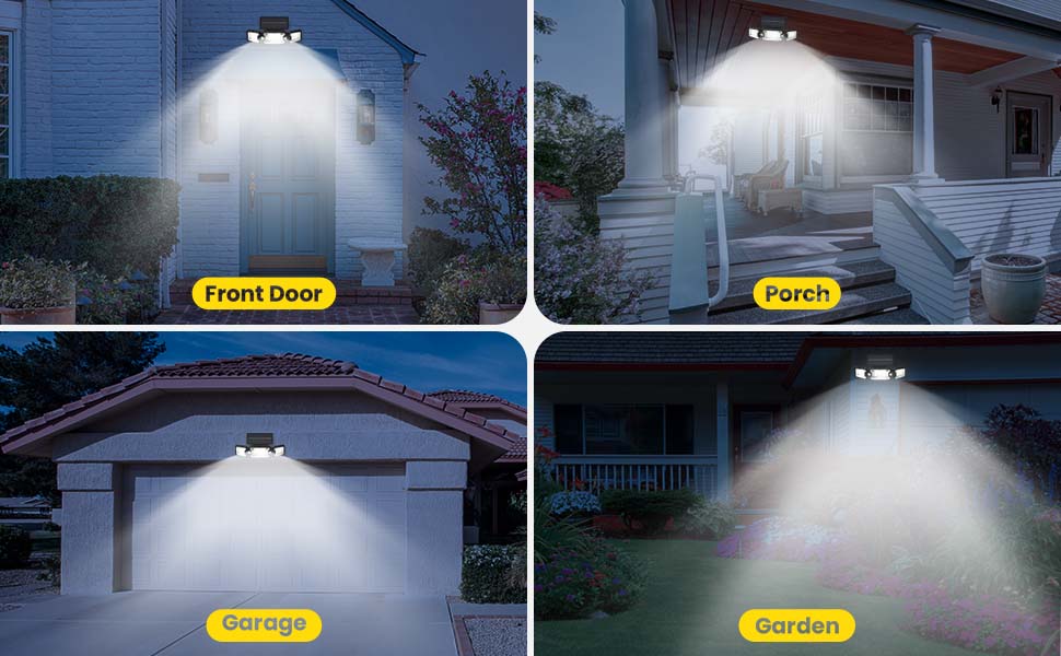 1pc 305 LED Solar Light Outdoor, Dual Induction PIR Motion Sensor Flood Light, Solar Power Wall Lam