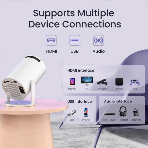 Android 11 Smart Projector – 720p HD, WiFi, 120” Display